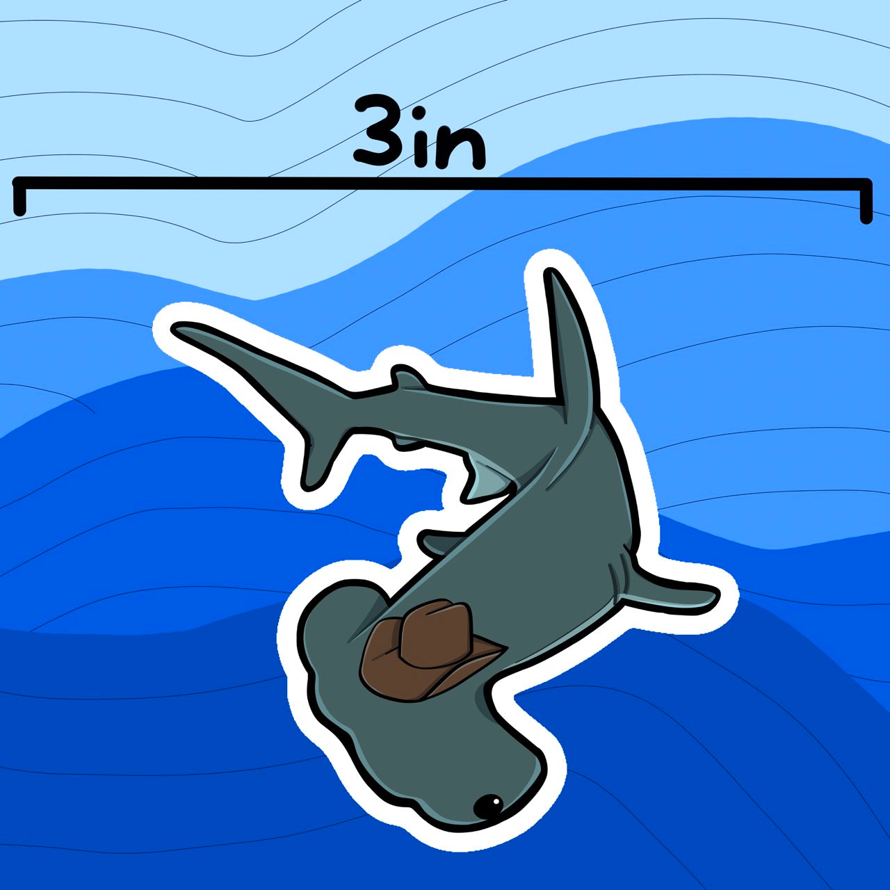 Cowboy Sticker - Hammerhead Shark