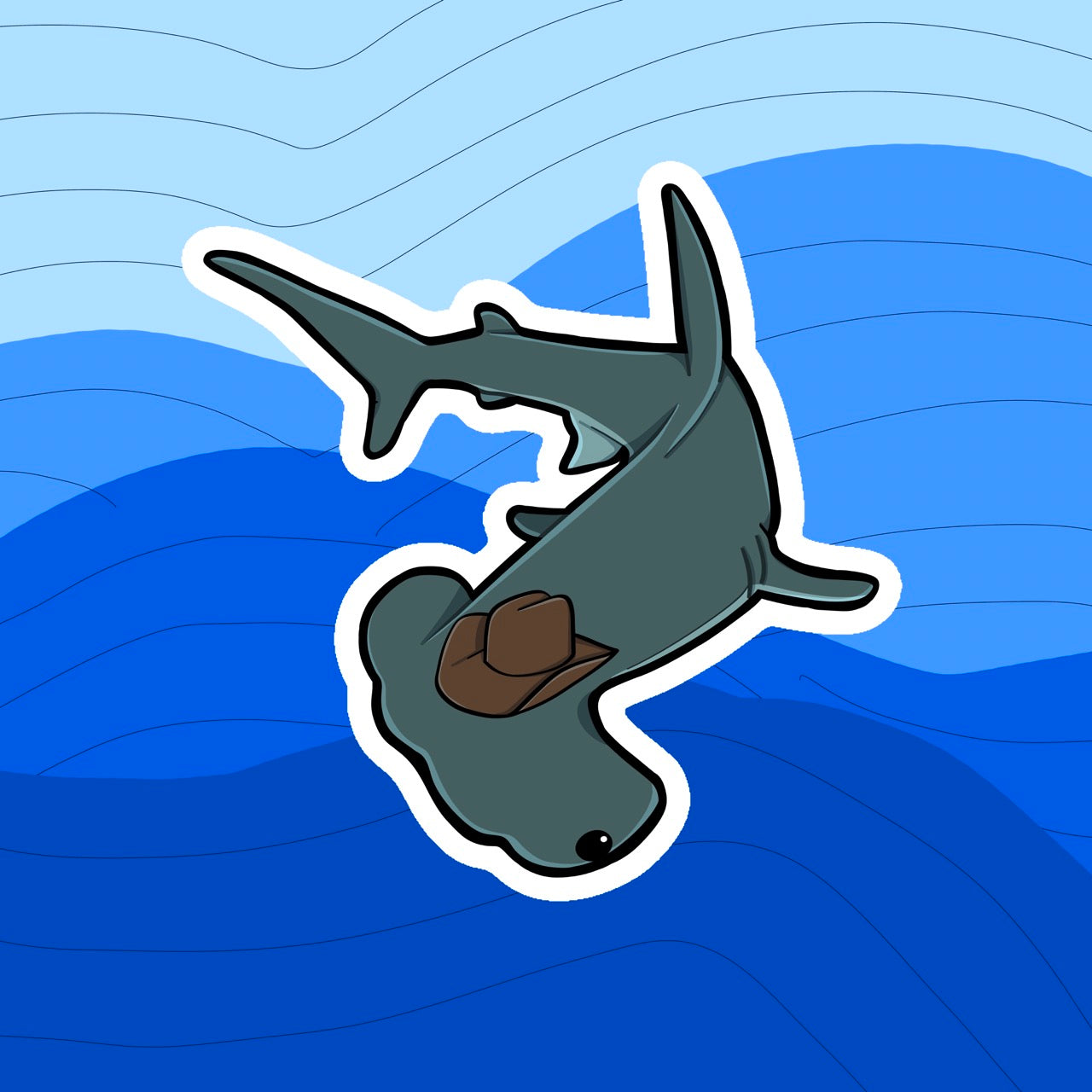 Cowboy Sticker - Hammerhead Shark