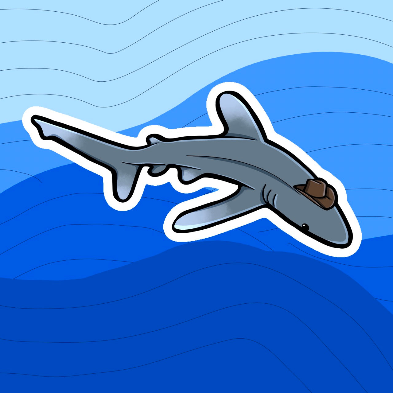 Cowboy Sticker - White Tipped Reef Shark