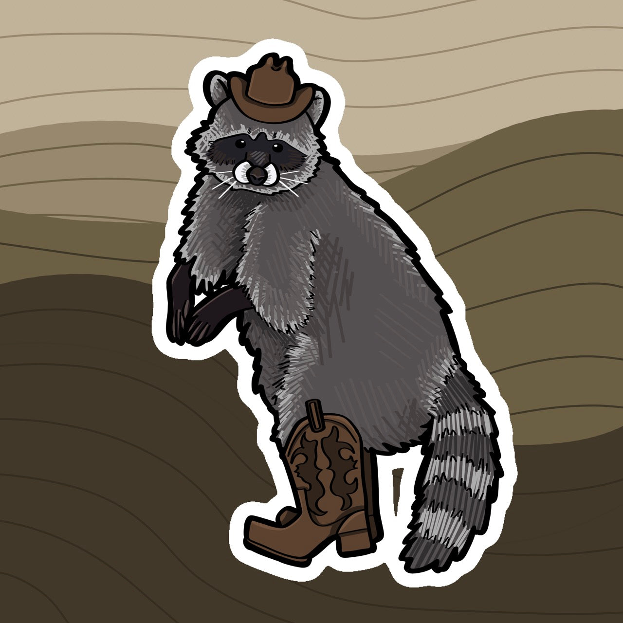 Cowboy Sticker - Racoon