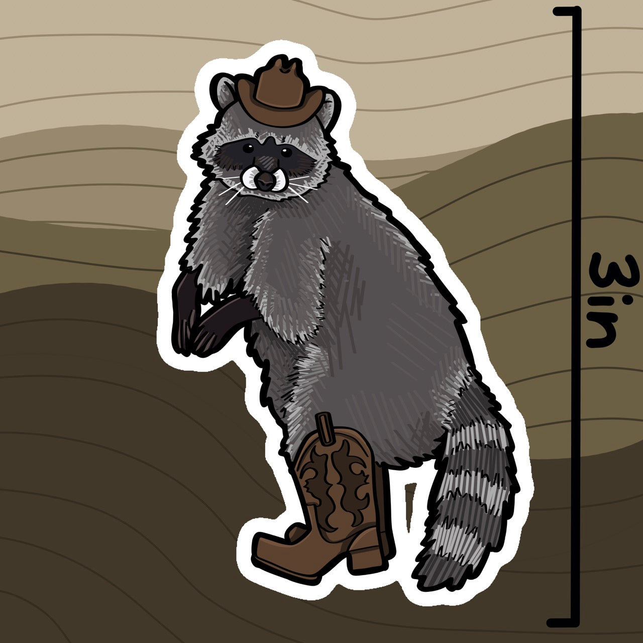 Cowboy Sticker - Racoon