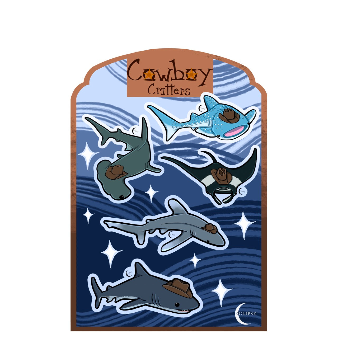 Cowboy Sticker Sheet - Sharks