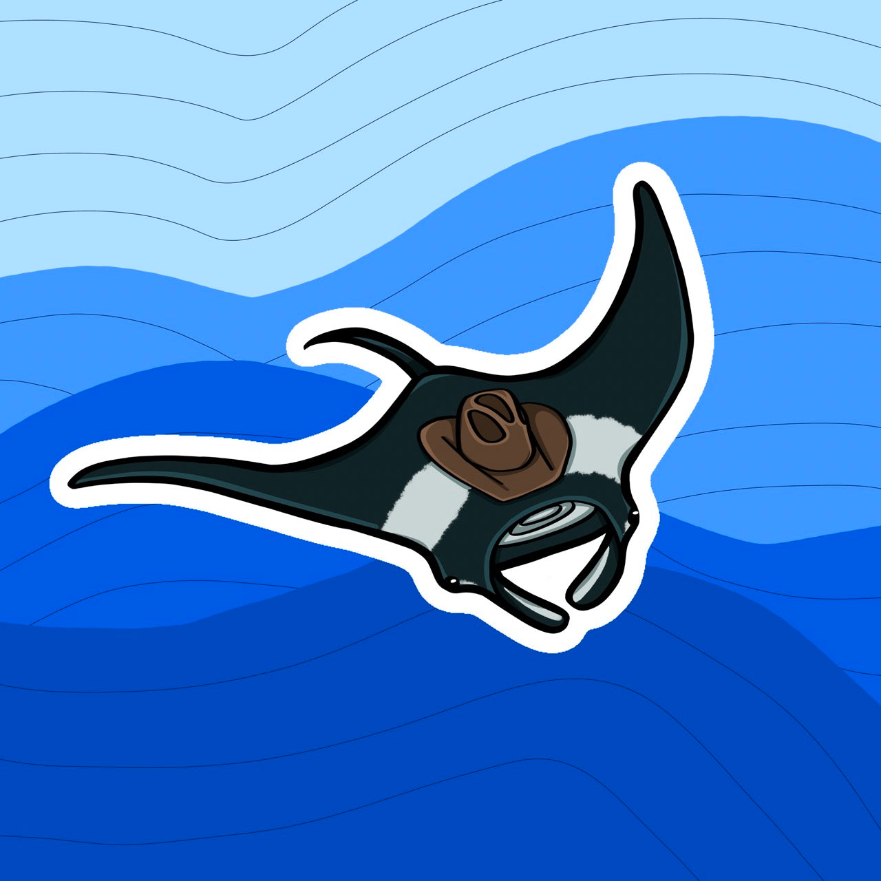 Cowboy Sticker - Manta Ray