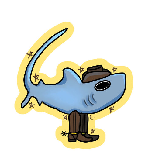 Silly Sharks Sticker - Cowboy