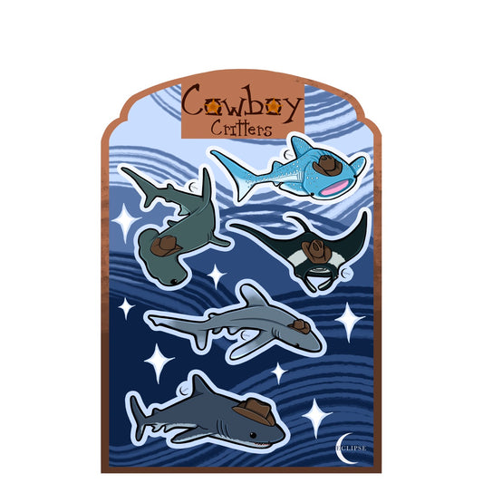 Cowboy Sticker Sheet - Sharks
