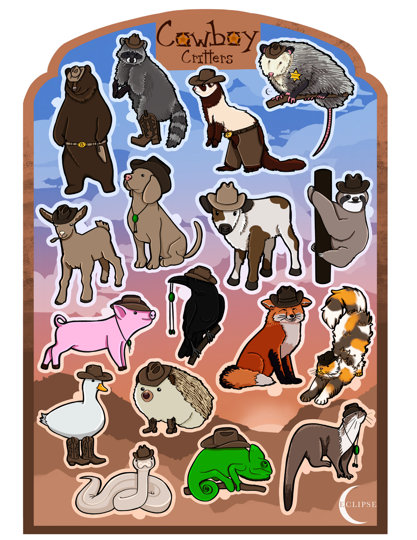 Cowboy Sticker Sheet - Fluffies